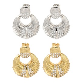 Серьги-гвоздики из латуни с двойным рогом и микропаве из прозрачного кубического циркония, долговечный, без свинца и без кадмия