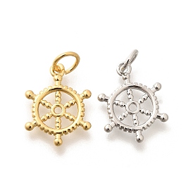 Brass Pendants, with Jump Ring, Long-Lasting Plated, Lead Free & Cadmium Free, Ships Wheel Charms