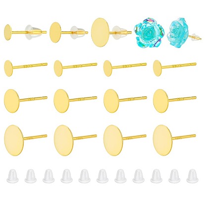 6 пары 3 стили 925 фурнитура для плоских сережек-гвоздиков из стерлингового серебра, штифты для сережек со штампом 925, с 12 пластиковыми ушными гайками