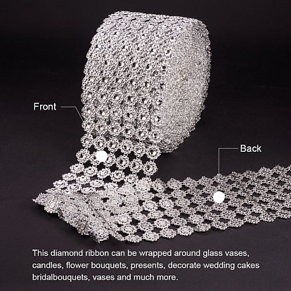 6 Rows Plastic Diamond Mesh Wrap Roll Rhinestone Crystal Ribbon Cake Wedding Decoration