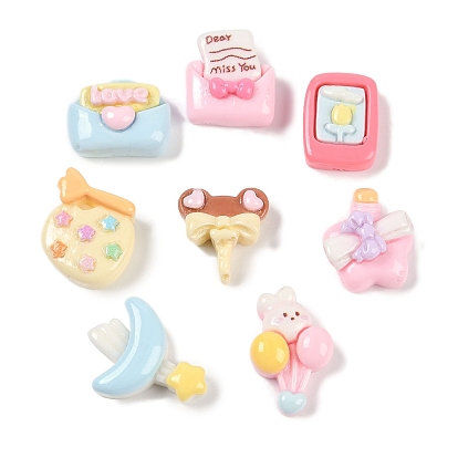 Непрозрачная смола декодирует кабошоны, бутылка желаний/луна/конверт, разноцветные