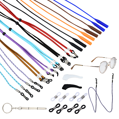 Silicone Eyeglasses Holder Strap, Eyewear Retainer, Suede Fabric Eyeglasses Chains, Silicone Eyeglasses Ear Grip, Eyeglass Holders, Glasses Rubber Loop Ends