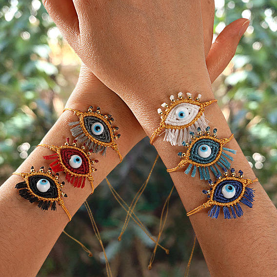 Плетеные браслеты из вощеного шнура, браслеты из стеклянных бусин для женщин, с золотыми латунными круглыми бусинами