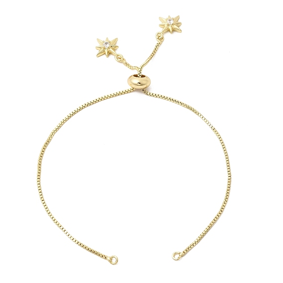 1мм латунная цепочка-слайдер для изготовления браслетов, с прозрачными подвесками в виде звезд кубического циркония, стойки покрытие, долговечный, без свинца и без кадмия