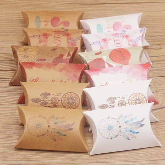 Paper Pillow Gift Boxes, Packaging Boxes, Party Favor Sweet Candy Box