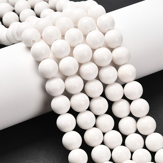 Натуральный белый нефрит круглый шарик нити