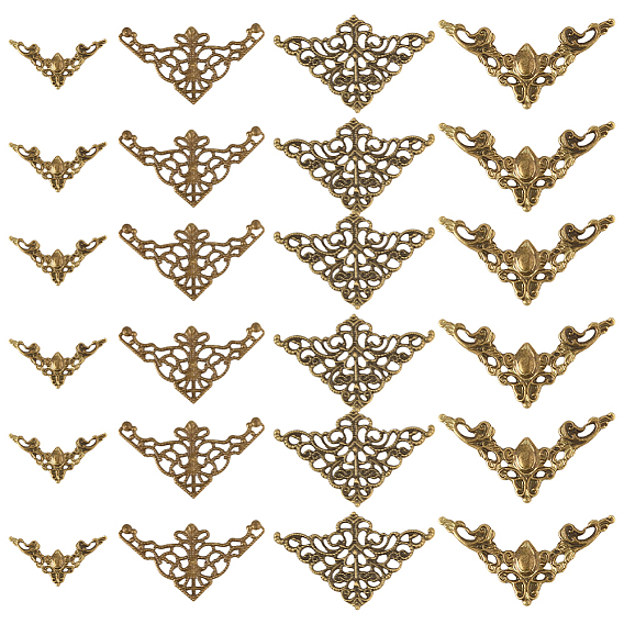 120 шт. 4 стили железные филигранные столярные изделия, треугольный разъем