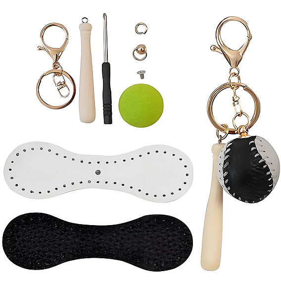 Наборы для самостоятельного изготовления кожаных брелоков, включая выводы сплава, вощеные шнуры и железные иглы, золотые