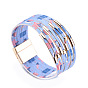 Independence Day PU Leather Multi-strand Bracelets for Women, with Alloy Magnetic Clasps