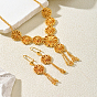 Brass Flower Tassel Earrings & Necklaces Sets for Women