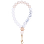 1Pc Silicone & Wood Pendant Decorations, with Alloy Lobster Claw Clasps, Round, Golden