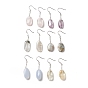 Natural Agate+Crystal Oval Dangle Earrings with 925 Sterling Silver Pin for Women