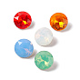 Opal Style Eletroplate K9 Glass Rhinestone Cabochons, Pointed Back & Back Plated, Faceted, Flat Round