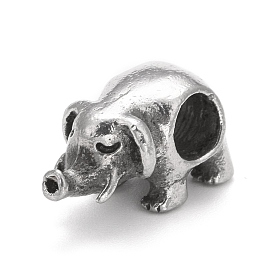 304 Stainless Steel European Beads, Large Hole Beads, Elephant