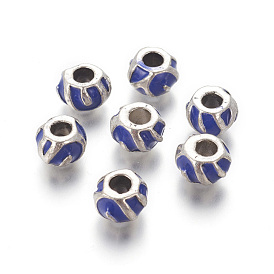 Rondelle esmalte de la aleación europeo cuentas grandes agujeros, 11.5x7.3 mm, agujero: 5 mm