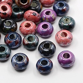 Cuentas de porcelana hechas a mano, pearlized, Rondana plana