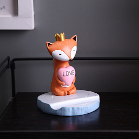 Resin Love Fox Figurines, for Home Car Desktop Decoration