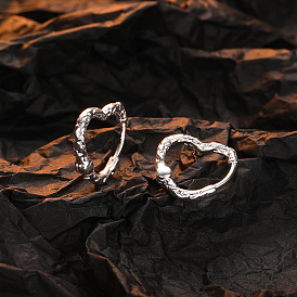 925 Sterling Silver Texture Heart Earrings for Women - Unique Design, Minimalist Style, Fashionable and Elegant Jewelry.