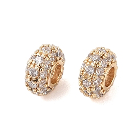 Brass Micro Pave Clear Cubic Zirconia Beads, Tracks