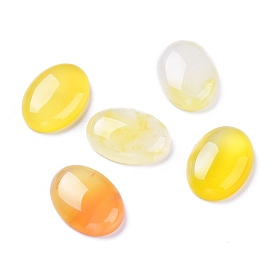 Natural Yellow Agate Cabochons, Dyed & Heated, Oval