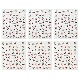 6 листы 2 стили ПВХ наклейки для дизайна ногтей, украшения для ногтей, вишни шаблон