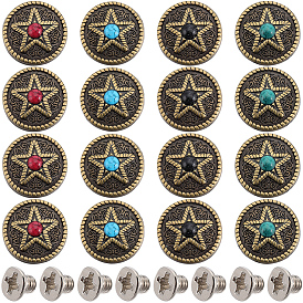 16 наборы 4 цвета литые кнопки, с имитацией смолы синтетической бирюзы и винтами, аксессуары для поделок, полукруглый со звездой