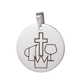 Pendentifs en acier inoxydable, plat rond
