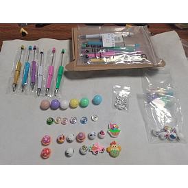 Kit de fabrication de stylos à perles bricolage, y compris un stylo à bille en plastique ABS et des perles de bijoux mélangées