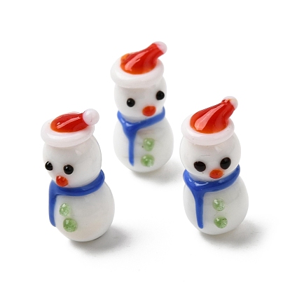 Weihnachtliche handgemachte Lampwork-Perlen, Schneemann