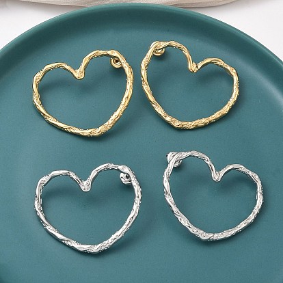 304 серьги-гвоздики в форме полого сердца из нержавеющей стали, ионное покрытие (ip)