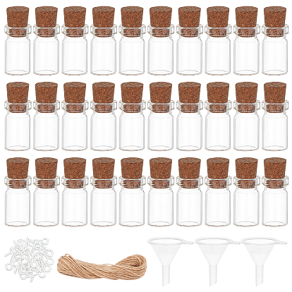 Glas Glasflaschen Wulst Behälter, mit Eisenschraube Augenstift Stiftbügel, Juteschnur, Trichter aus Kunststoff