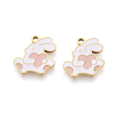 304 нержавеющей стальной эмали подвески, кролика прелести, ионное покрытие (ip), реальный 18 k позолоченный