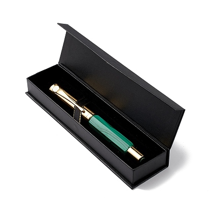 Латунные ручки из натуральных драгоценных камней, перьевая ручка с энергией рейки, с пеналом, Офисные и школьные принадлежности
