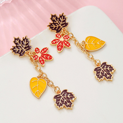 Осенние серьги-гвоздики из цинкового сплава с эмалью, лист