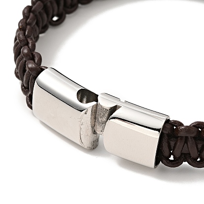 Leather Braided Cord Bracelet with 304 Stainless Steel Magnetic Clasp for Men Women