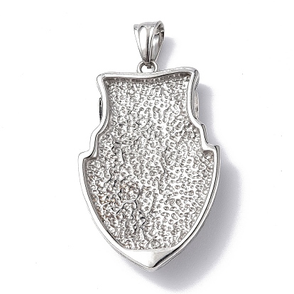 304 Stainless Steel Big Pendants, Shield with Wolf Charm