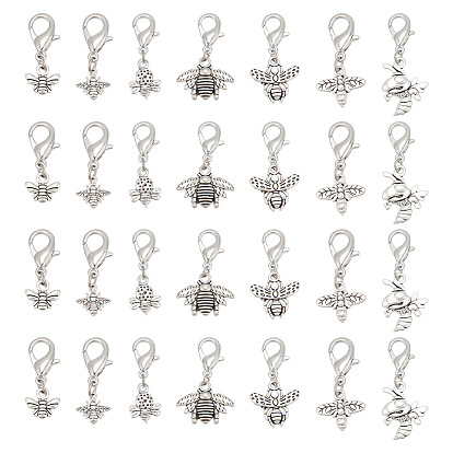 Украшения из тибетского сплава, с цинковым сплавом застежками омаров коготь, Пчелы