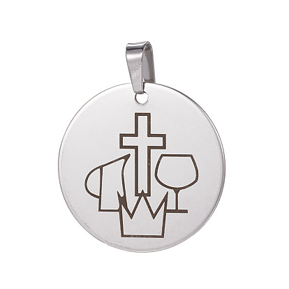 Pendentifs en acier inoxydable, plat rond