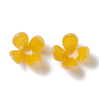 Opaque Resin Bead Caps, 4-Petal, Flower