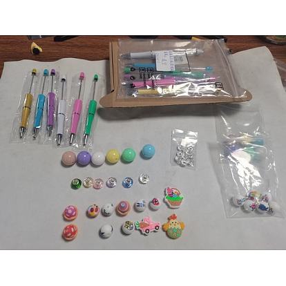 Kit de fabrication de stylos à perles bricolage, y compris un stylo à bille en plastique ABS et des perles de bijoux mélangées