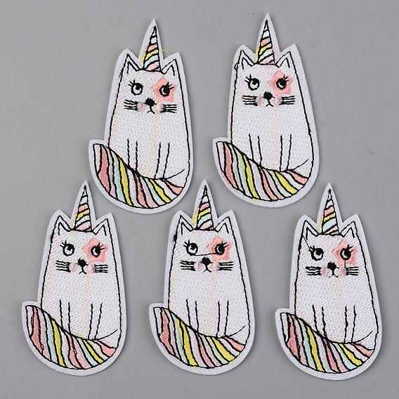 Computerized Embroidery Cloth Iron on/Sew on Patches, Appliques, Costume Accessories, Cat Shape