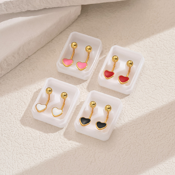 201 серьги-гвоздики в форме сердца из нержавеющей стали, золотые