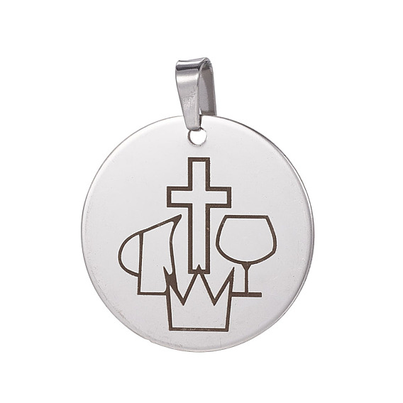 201 Stainless Steel Pendants, Flat Round
