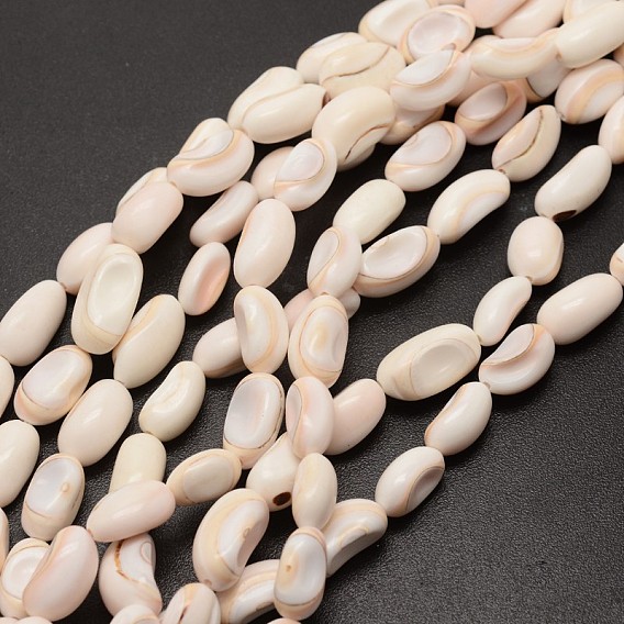 Bean Natural Spiral Shell Red Lip Shell Beads Strands, 13~18x5~7x7~9mm, Hole: 1mm, about 28pcs/strand, 15.3 inch
