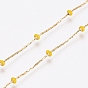 Stainless Steel Cardano Chains, with Enamel Beads and Spool, Long-Lasting Plated, Soldered, Flat Round