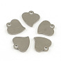 Heart 201 Stainless Steel Blank Tag Charms, 12.5x12x1mm, Hole: 2mm
