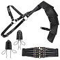 Medieval Style Adjustable PU Leather with Iron Fencing Sheath, Gauntlet Wristband Wide Elastic Corset Belts Sets