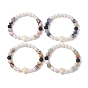 8mm Round Gemstone & Shell Pearl Beaded Stretch Bracelets, Beach Tortoise Synthetic Turquoise Bracelets for Women Men