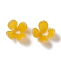 Opaque Resin Bead Caps, 4-Petal, Flower