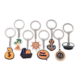 Porte-clés pendentif en pvc de dessin animé, avec des découvertes de porte-clés en fer